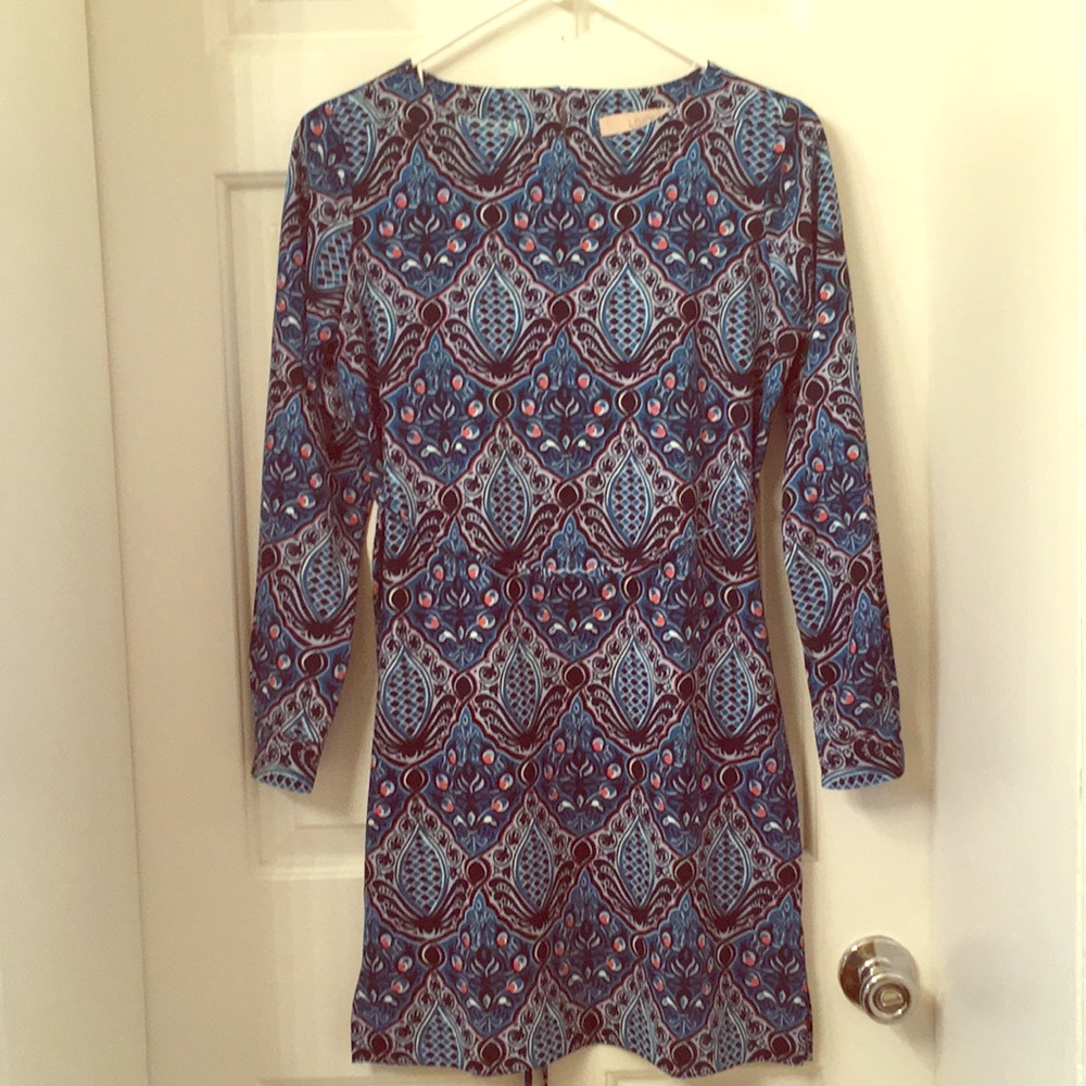 Blue patterned dress from The Loft